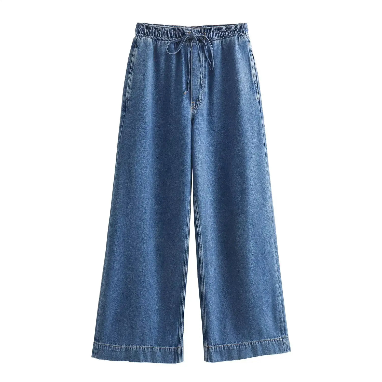 DUOPERI Women Fashion 2 Pieces Sets Denim Blouse Jacket and High Elastic Waist Trousers Female Chic Lady Casual Pant Coordinates 250808