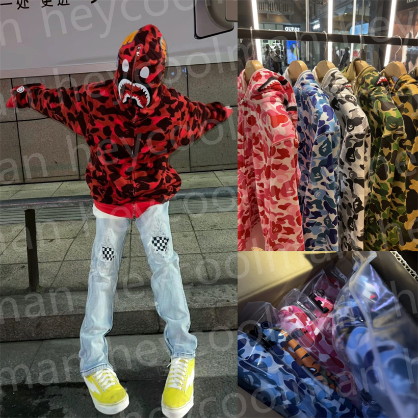 Designer hoodie mens hoodies luxury designer Full Zip Up shark hoodie Print Hoody Sweatshirt hoodie Hip Hop fashion Hooded men woman Streetwear