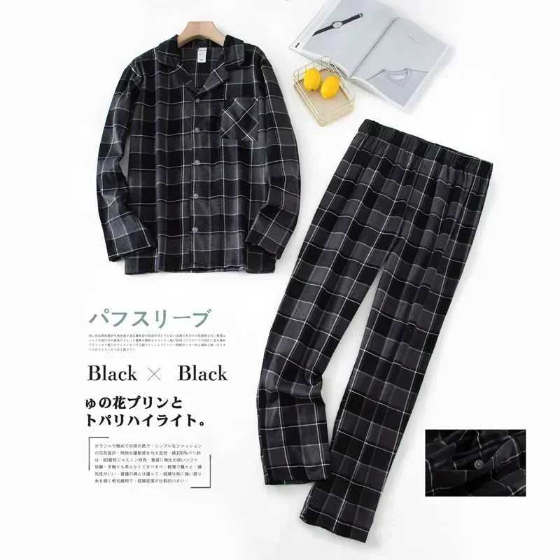 Mens Home Suits Long-sleeved Trousers Suits for Autumn and Winter Pijamas for Men Flannel Plaid Design Pajamas for MenXJ240815