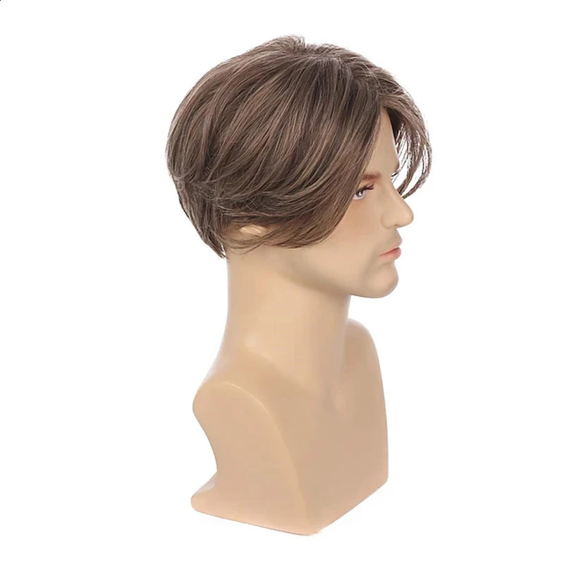 HAIRJOY Synthetic Hair Short Straight Middle Part Wigs for Men Halloween Wig 240806