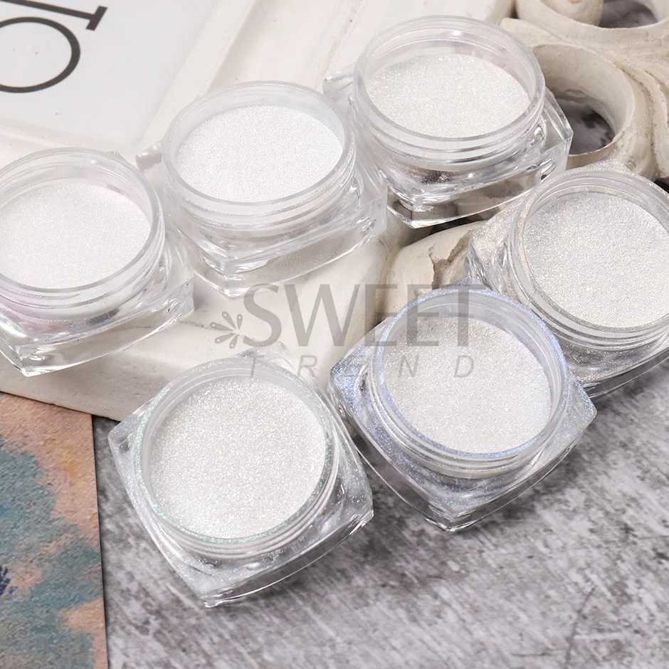 1Box Moonlight Pearl Nail Powder Shimmer Mirror White Chrome Nail Pigment Rub Mermaid Glitter Dust Polish For Manicure JI8016XJ240815