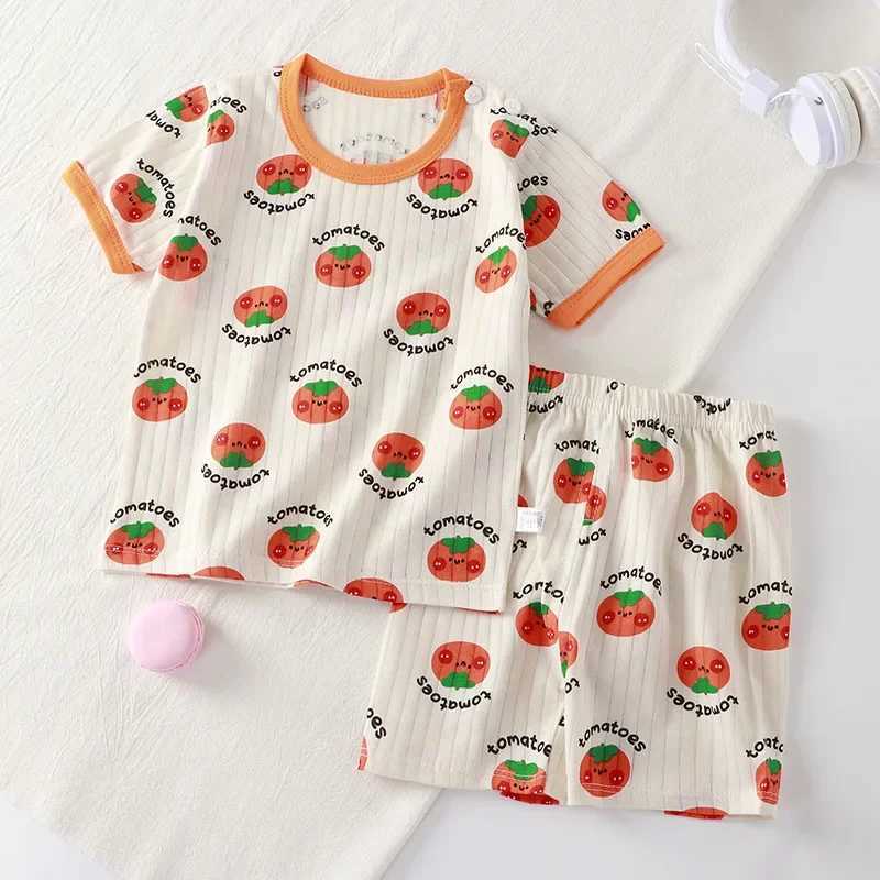Summer baby girl boy short sleeved clothing set cotton T-shirt and shorts 2-piece set childrens pajamas W240822