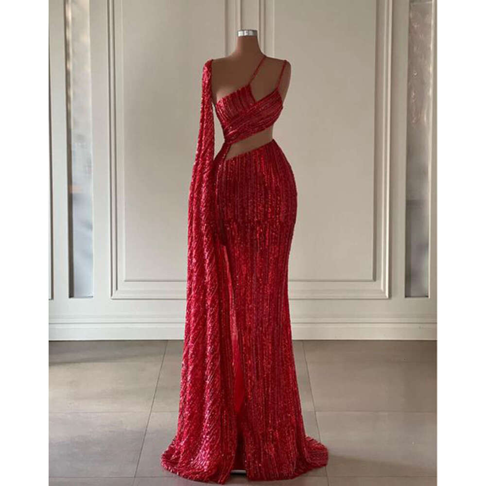 Long Dresses 2024 Sexy High Slit Red Sequin or Length African Women Formal Party Evening Gowns