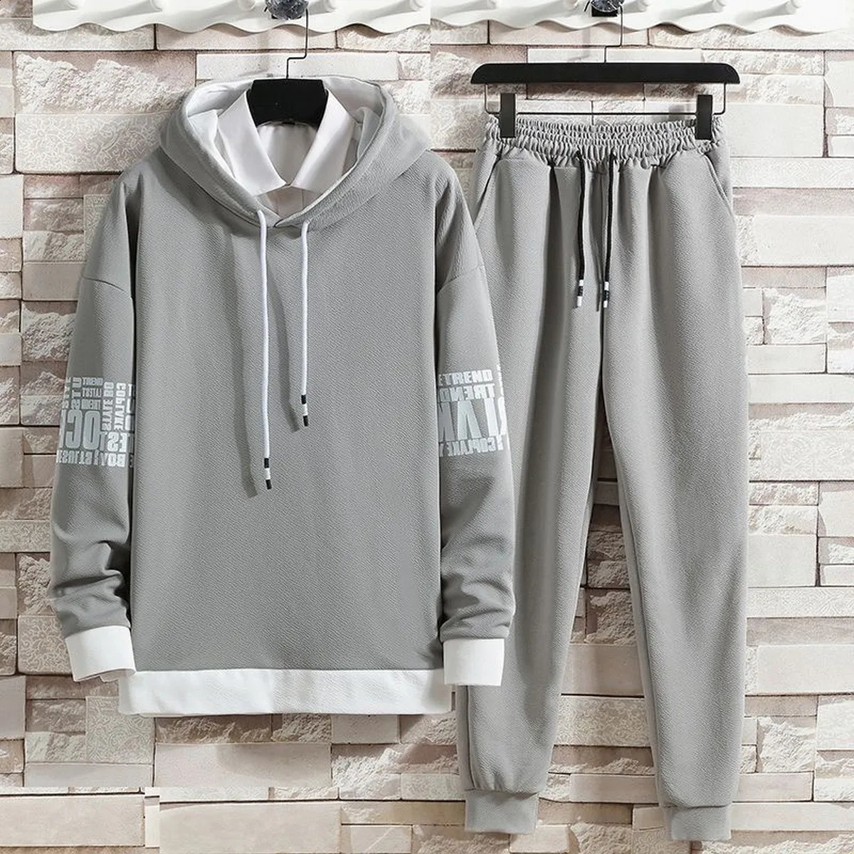 Mens summer autumn set casual hoodie set pants hooded printed sweater mens long sleeved shirt 240827