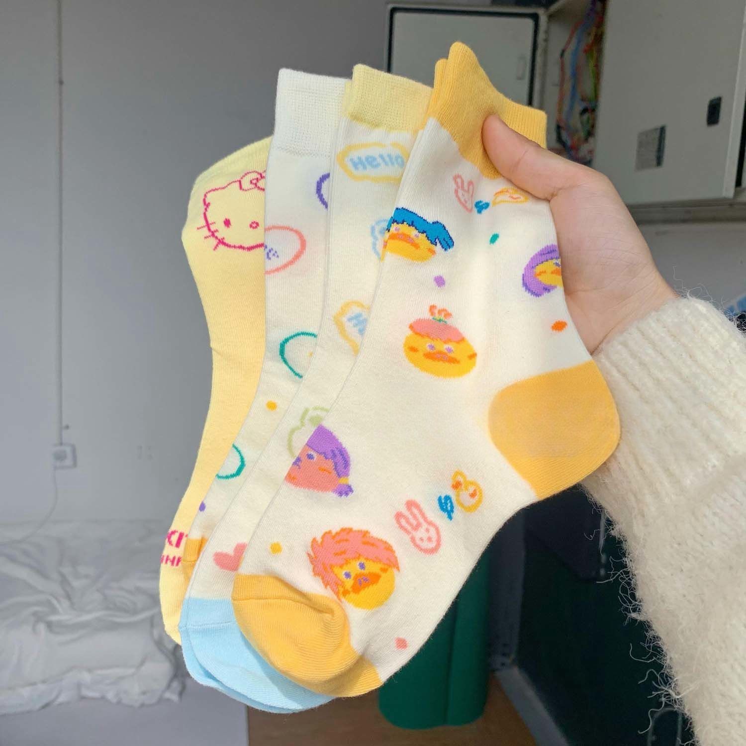 Children's Cute Cartoon Socks with Three-Dimensional Letters - Summer Short Tube Style