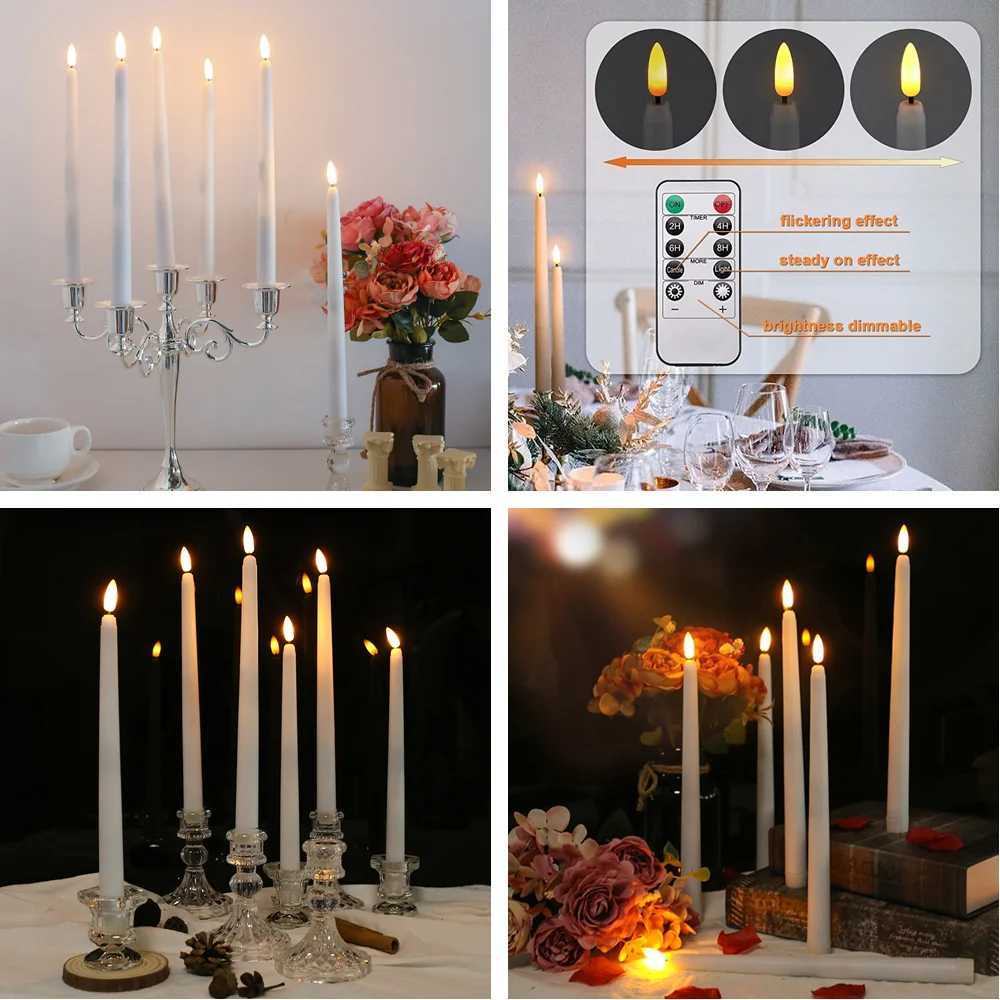 LED Flameless Taper Candles 6.5/11 Battery Operated Fake Flickering Candlesticks Electric Long Candles for Wedding Home Decor Y240815