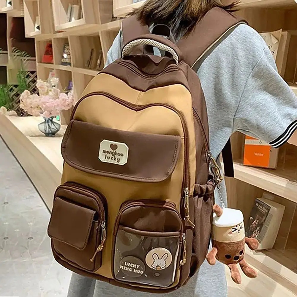 Cute Capybara backpack large capacity adjustable shoulder strap student foldable shoulder bag waterproof computer bag 240816