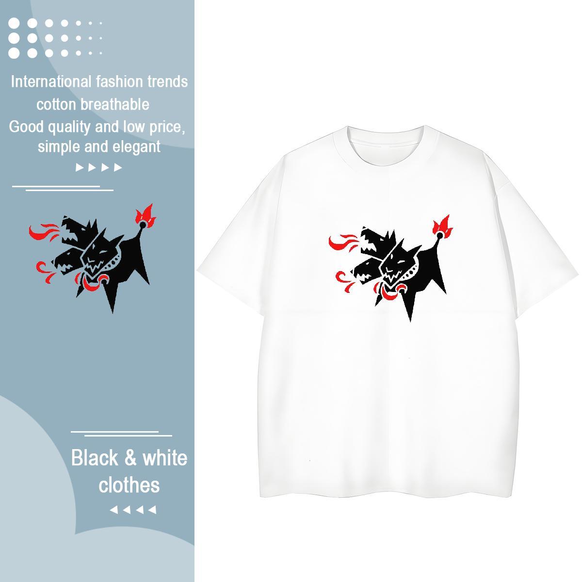 Fashion New T Shirt For Woman Crew Neck 230g Cotton Womens Tshirts Skull wolf Sports Casual Wholesale Tees