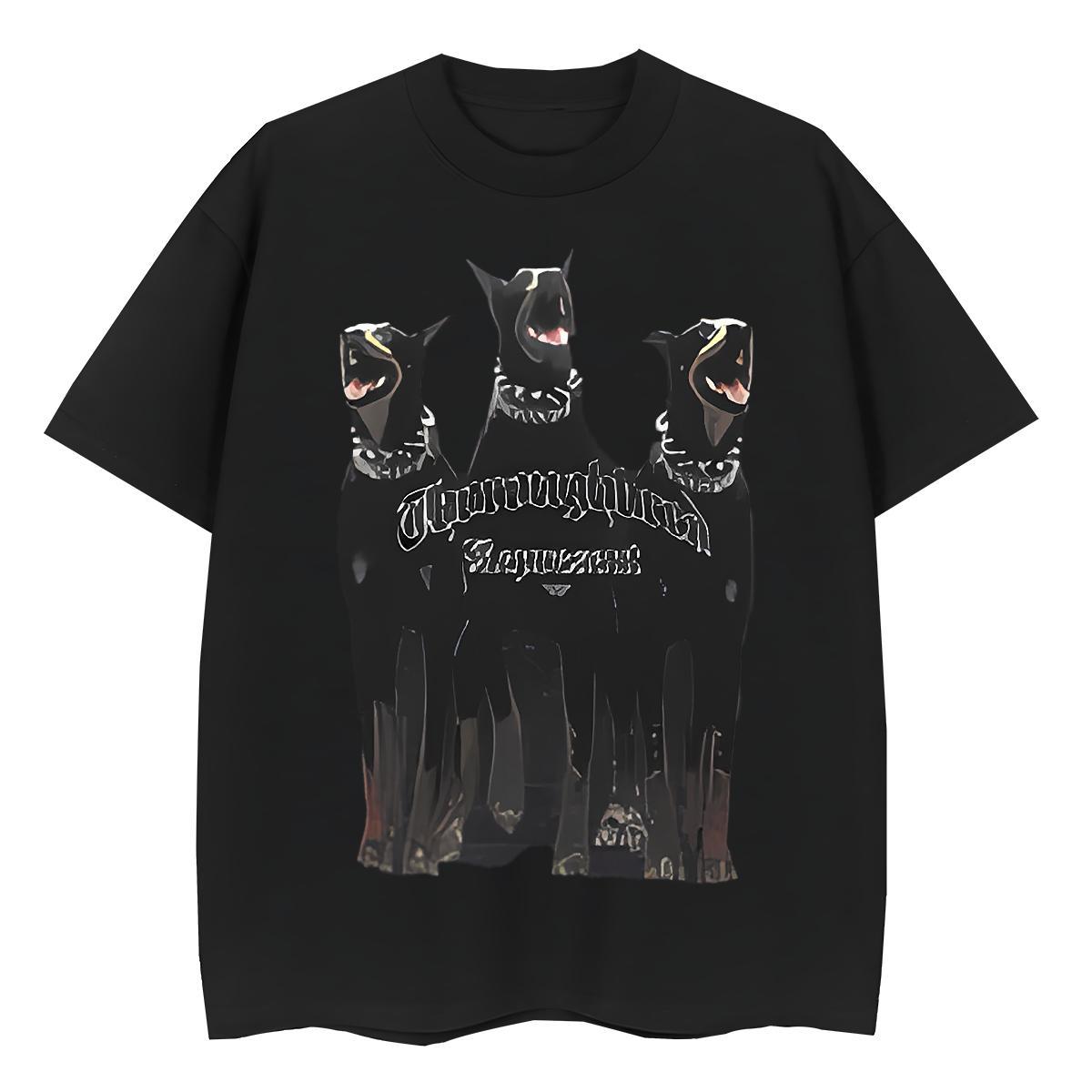 Fashion Men Tops Tees dog Street Casual 230g 100% Cotton Clothes Breathable Soft Loose T-Shirts for Men Oversized