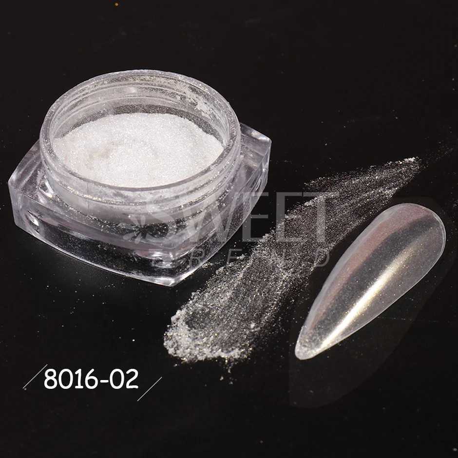 1Box Moonlight Pearl Nail Powder Shimmer Mirror White Chrome Nail Pigment Rub Mermaid Glitter Dust Polish For Manicure JI8016XJ240815