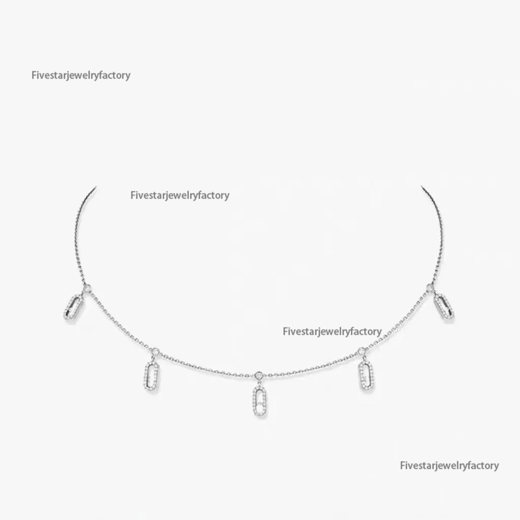 S925 Silver Designer Necklace High Quality Luxury Three Diamond Geometric Sliding Designer Jewelry Necklace Valentines Day Gift For Women