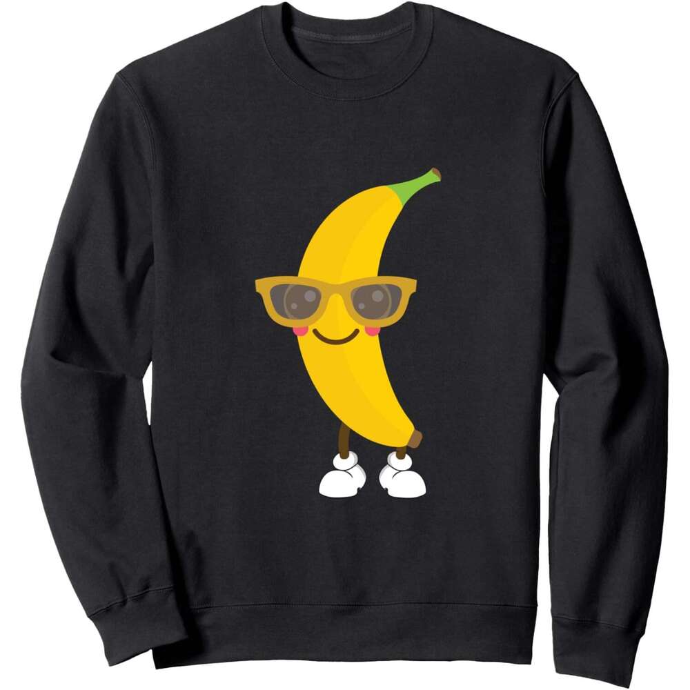 Long Sleeve Shirts for Men sweatshirt Banana With Sunglasses And Red Cheeks Funny Cartoon Sweatshirt Tee Streetwear Casual tops clothes