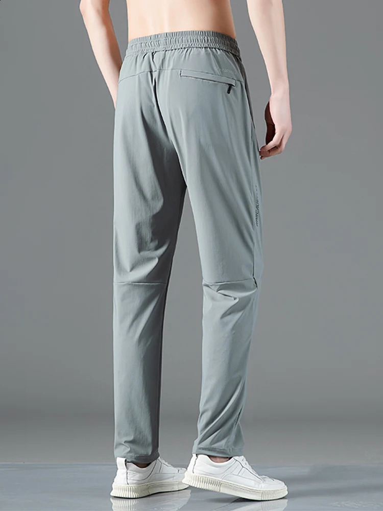 Summer Zip Pockets Mens Sweatpants Breathable Quick Dry Stretch Nylon Casual Track Pants Big Size Straight Sport Trousers 8XL 240816CJ