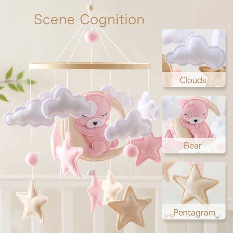 Baby Bell Toy 0-12 Months Baby Bell Stand Wooden Mobile Baby Bell Stand Baby Cradle Toy W240815