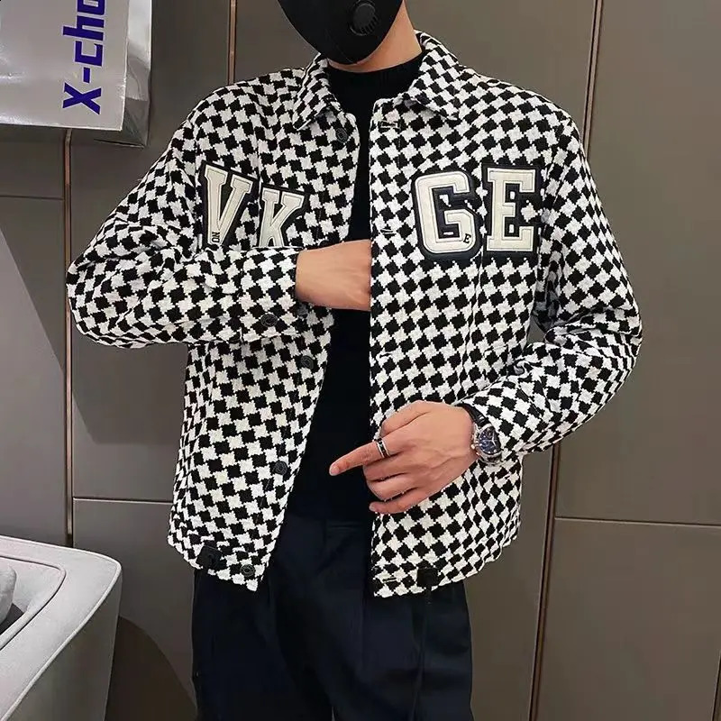 Mens Casual Jacket Spring Autumn Button Lapel Work Coat plaid Multi-pocket Tops Men Fashion High Quality 240815