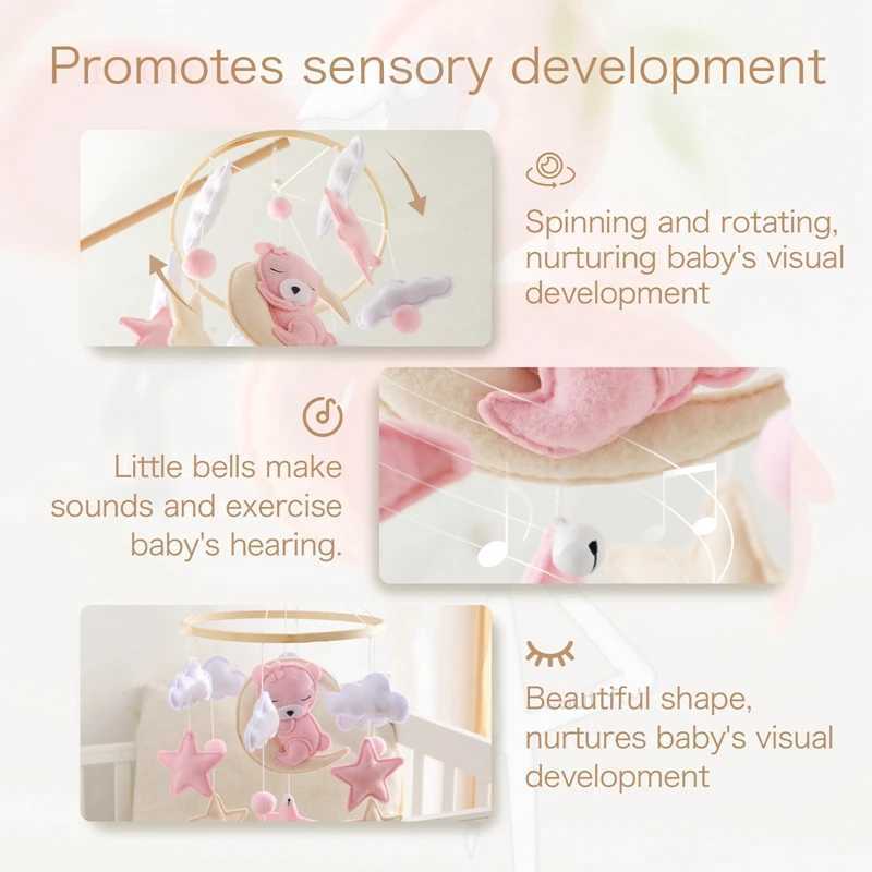 Baby Bell Toy 0-12 Months Baby Bell Stand Wooden Mobile Baby Bell Stand Baby Cradle Toy W240815