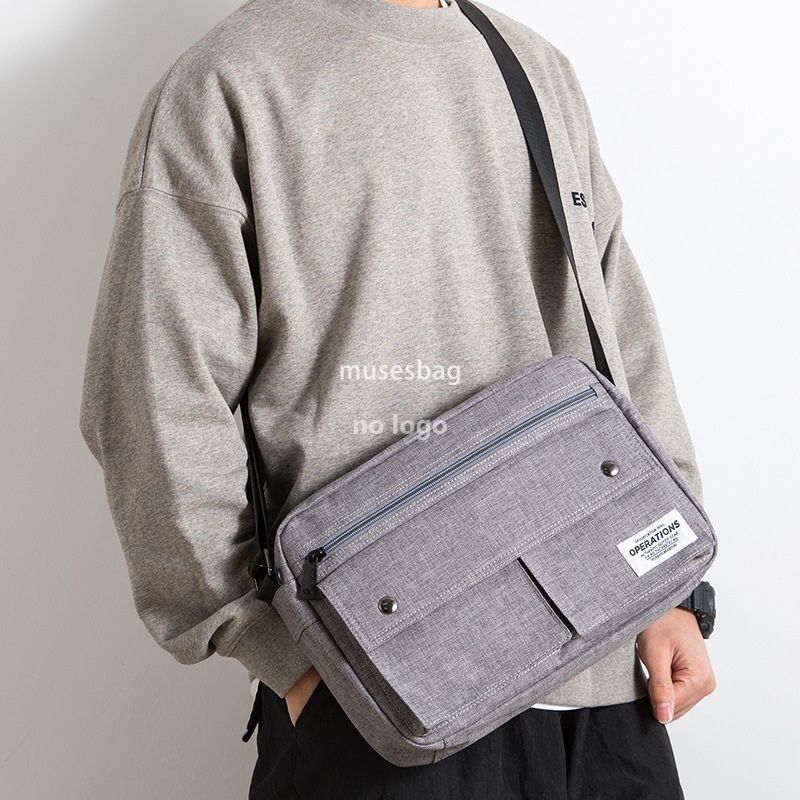 Men's crossbody bag large capacity canvas tooling style shoulder bag Trend street commuter bag youth casual messenger bag