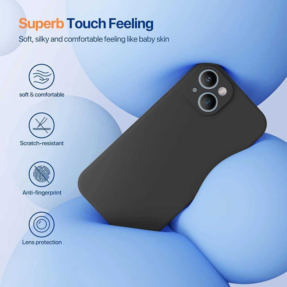 Black Shockproof Silicone TPU Phone Case For Iphone 11 12 13 14 15 Pro Max Mini X Xs XR 6 6S 7 8 Plus Protective Lens Cover CaseM240816