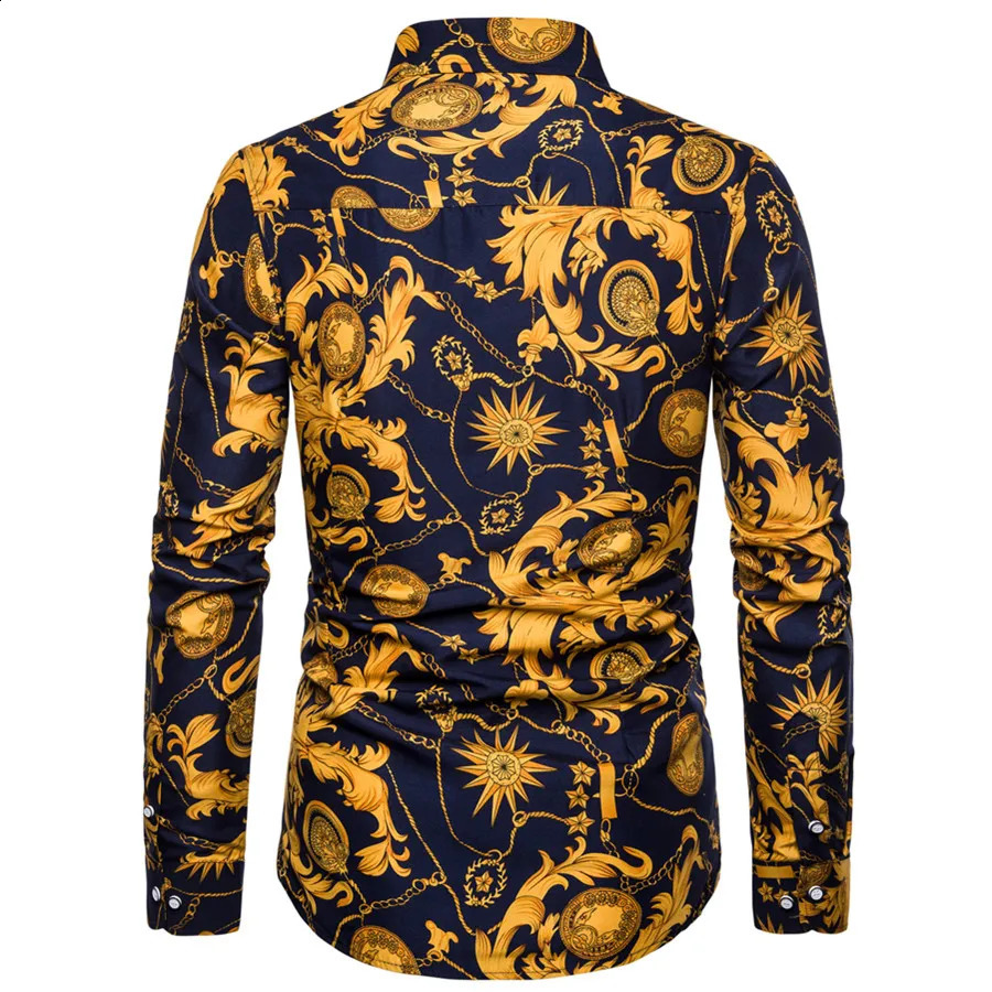 Mens Long Sleeve Hawaiian Shirt Summer Casual Floral Shirts For Men ML06 240816