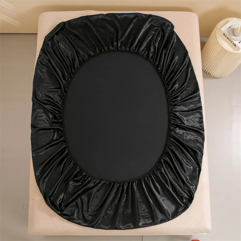Satin bed sheet large bed sheet set 4-piece silk bed sheet set 1 deep pocket fitting bed sheet1 flat bed sheet2 pillowcases 240816