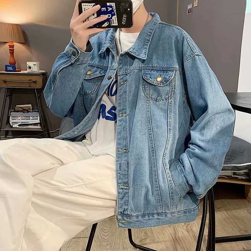 Black denim short jacket mens denim jacket casual windproof pocket jacket bomber streetwear mens clothing W241011