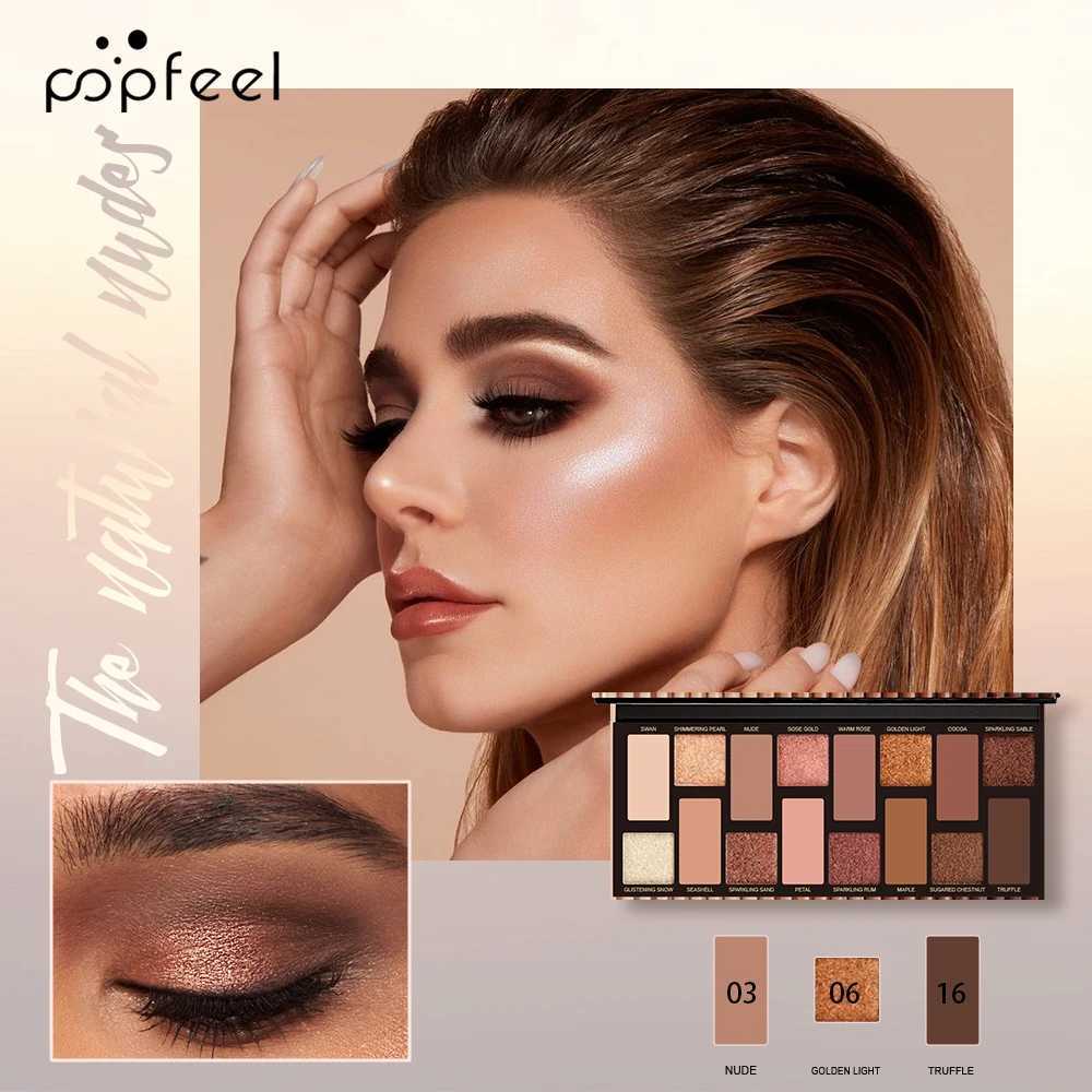 POPFEEL 16 color eye shadow palette makeup nude color eye shadow palette natural nude matte shimmer pigment eye shadowW241212