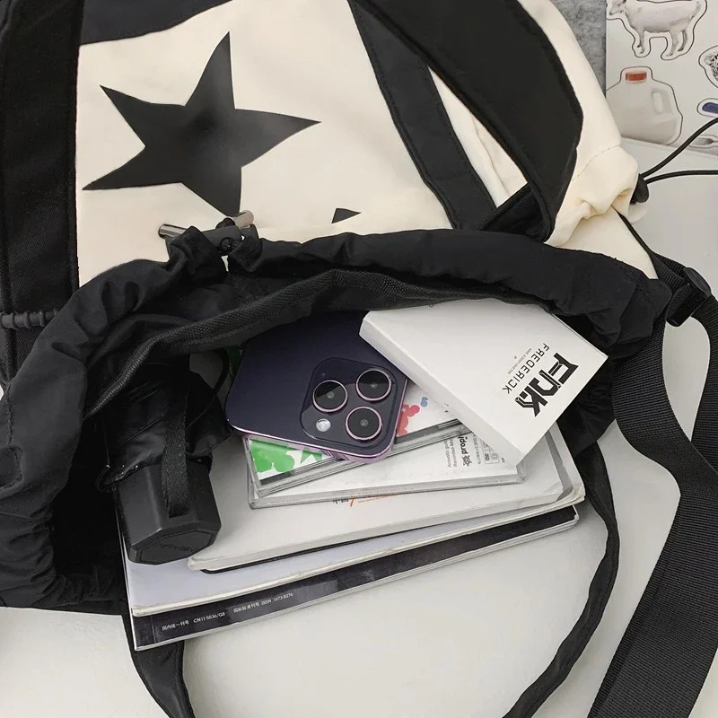 Personality Women Crossbody Bag Wholesale Large Capacity Couple Shoulder Casual Nylon Tote Drawstring Handbag 240815ZYl