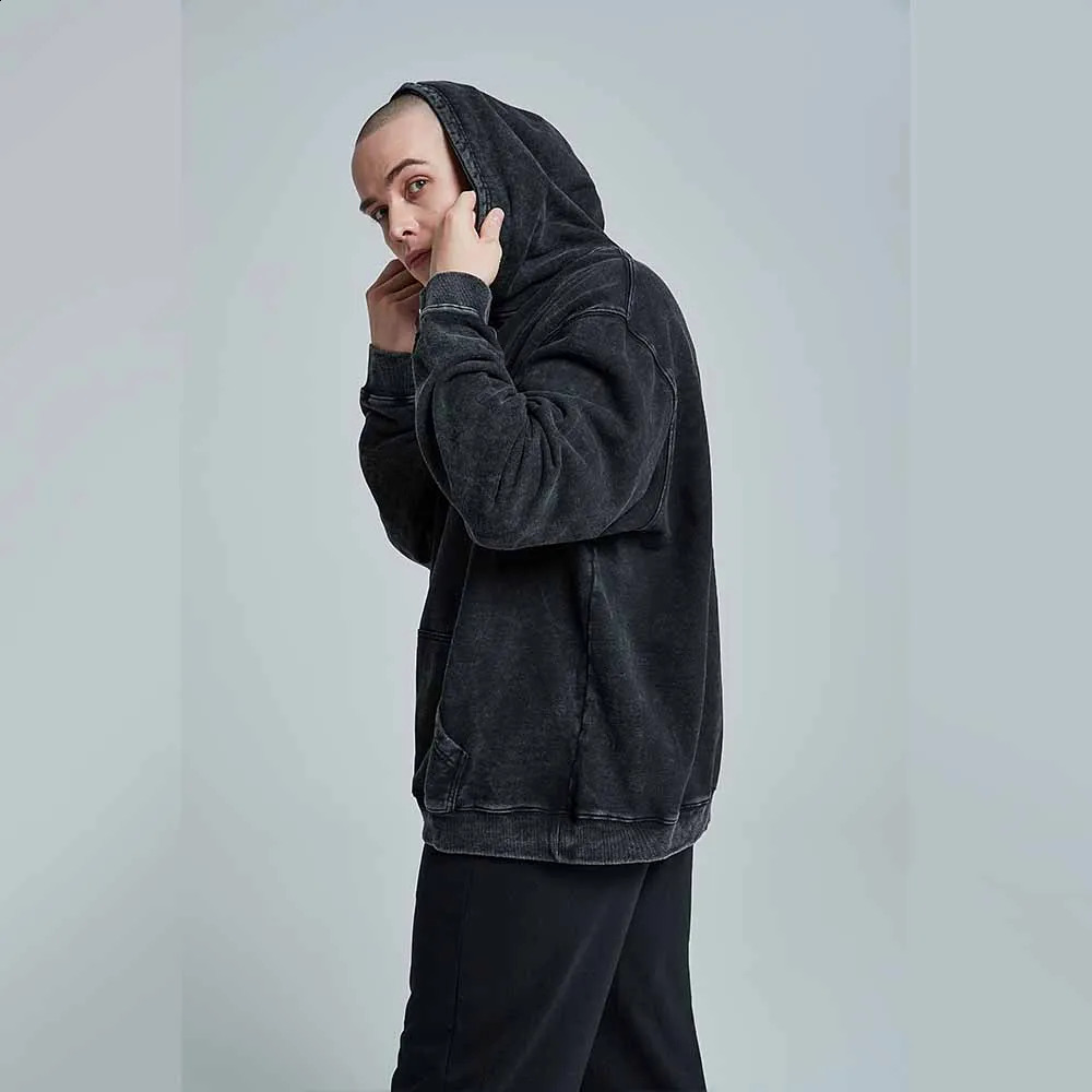 Vintage Hoodie Men Women Black Cotton Hoodie Sweatshirt High Street Mens Harajuku Fashion Casual Loose Pullover Hoodies 240816