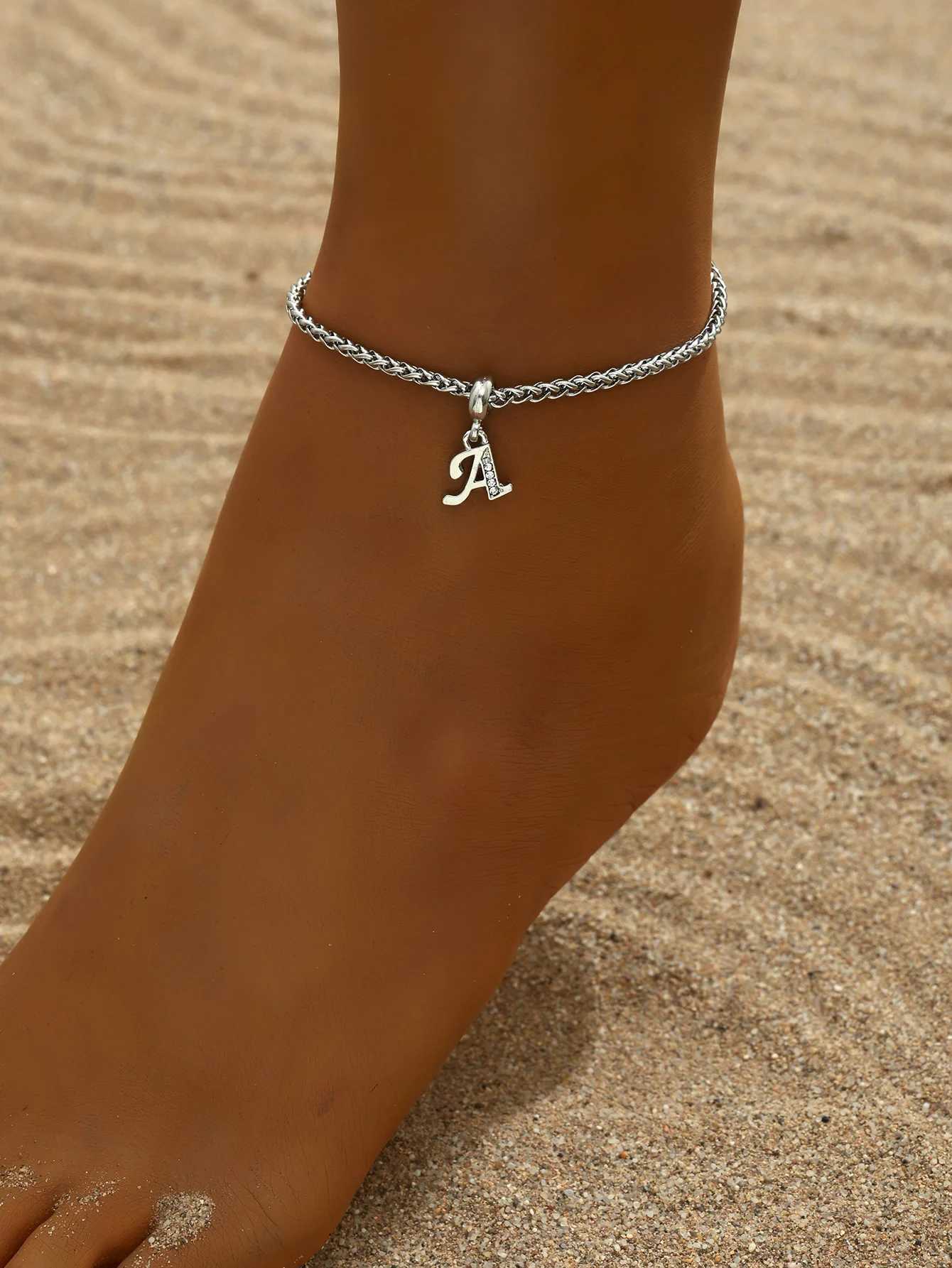 Hot selling 26 letter stainless steel ankle chain fashionable and elegant ankle bracelet accessories 2024 W240815
