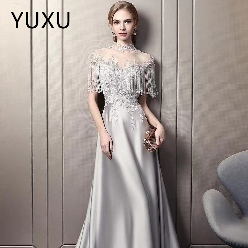 satin pink Evening Dresses Sparkly tassels beaded Sequin Rose Pink vestidos Prom Dress Lace Up Back Sweep Train Red Carpet Party Gown luxury mother of