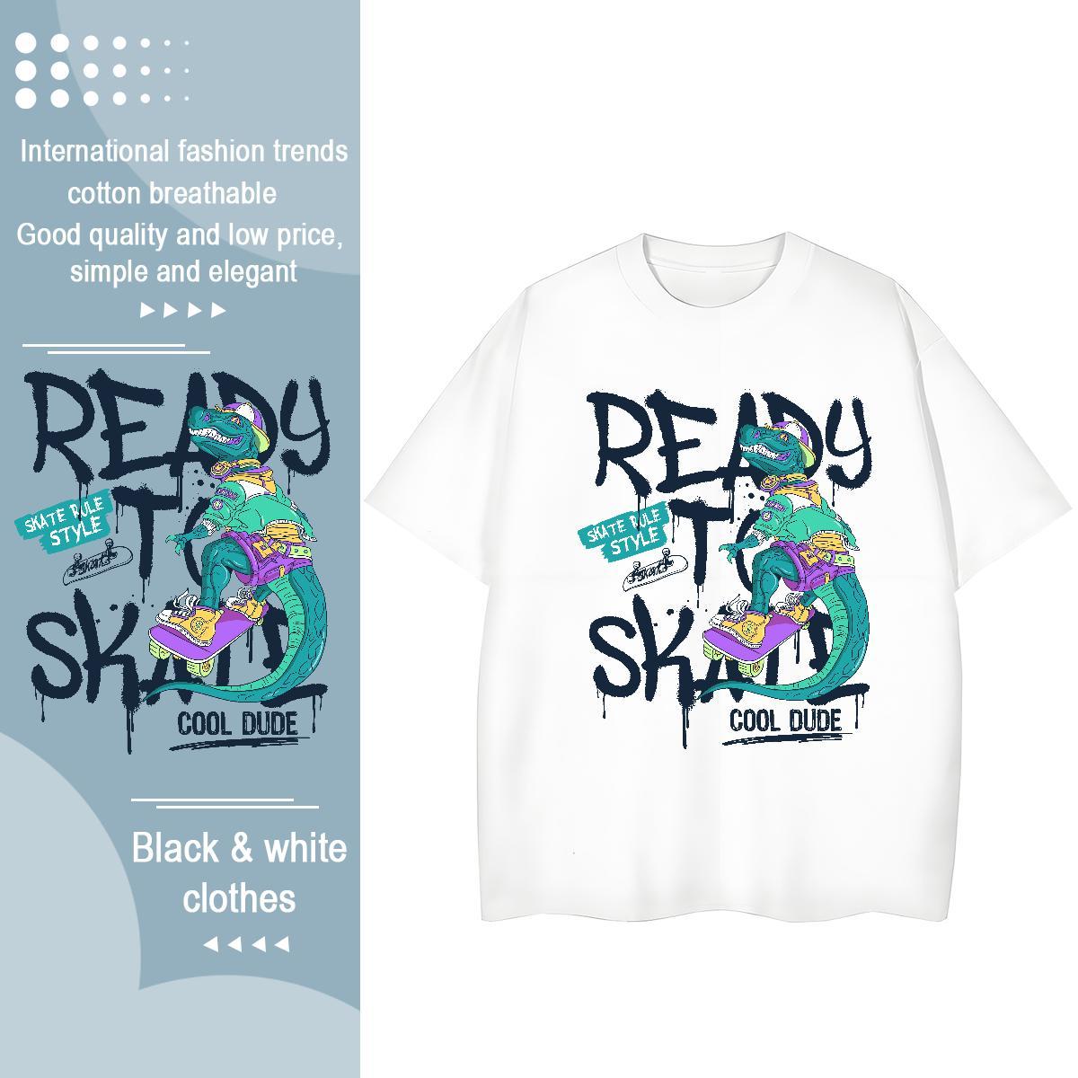 Casual New Women T Shirts Breathable 230g 100% Cotton Women Tees Custom Printing dinosaur Home Outdoor Brand Top Shirts