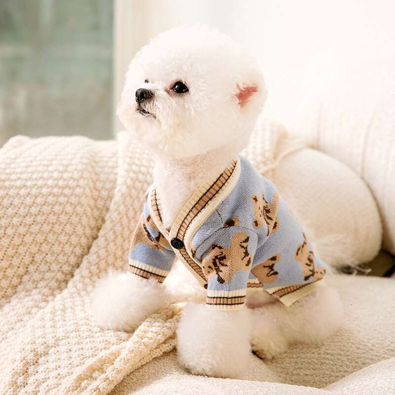 Luxury Dog Clothes Chihuahua Pet Striped Cardigan Sweater Bichon Frise Puppy Kitten Dog Warm Coat Cat Dog Accessories Pet Outfit 867
