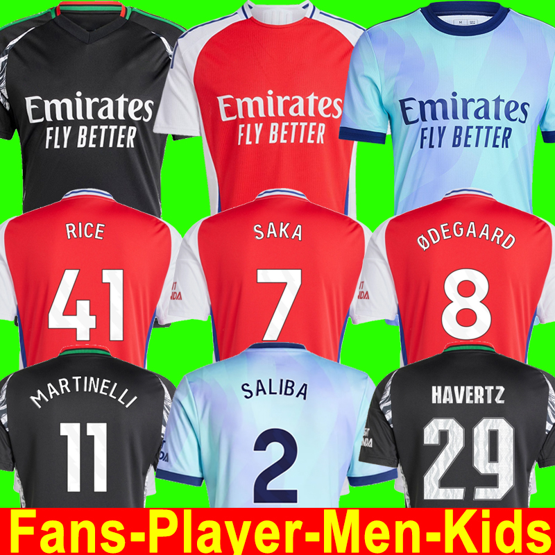 24 25 ODEGAARD SAKA SALIBA RICE soccer jersey football shirt MARTINELLI 2024 2025 SMITH ROWE NKETIAH G.JESUS ZINCHENKO HAVERTZ Fans Player Men Kids kit uniforms 555