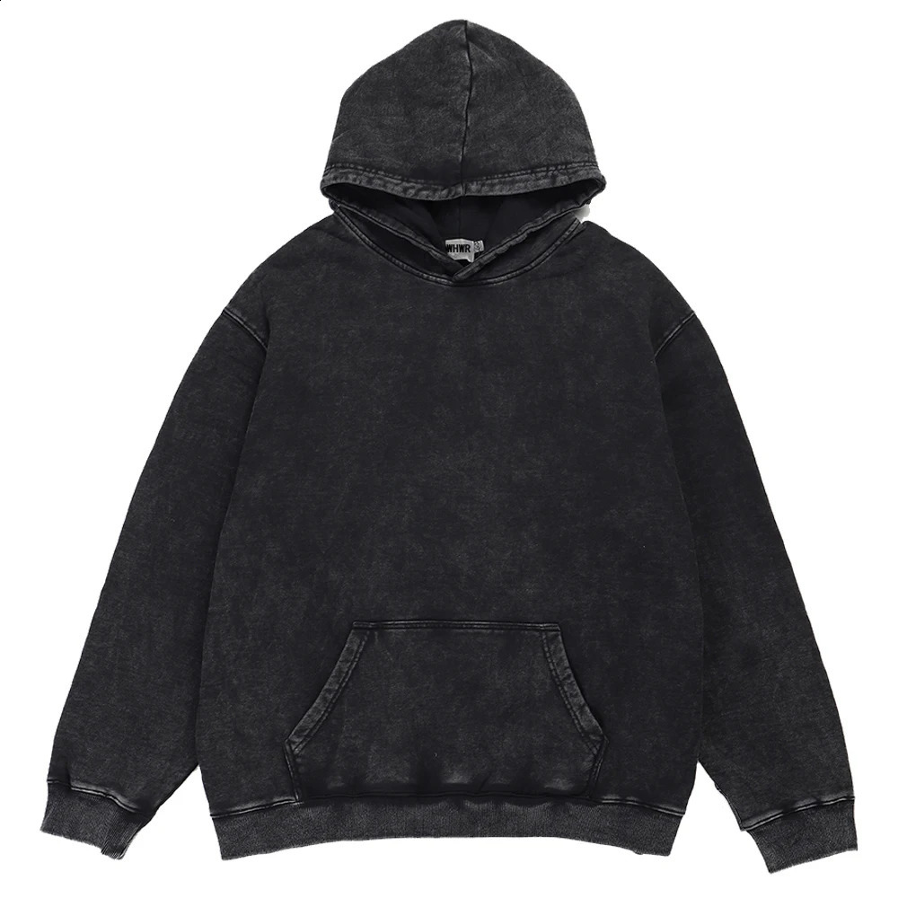 Vintage Hoodie Men Women Black Cotton Hoodie Sweatshirt High Street Mens Harajuku Fashion Casual Loose Pullover Hoodies 240816