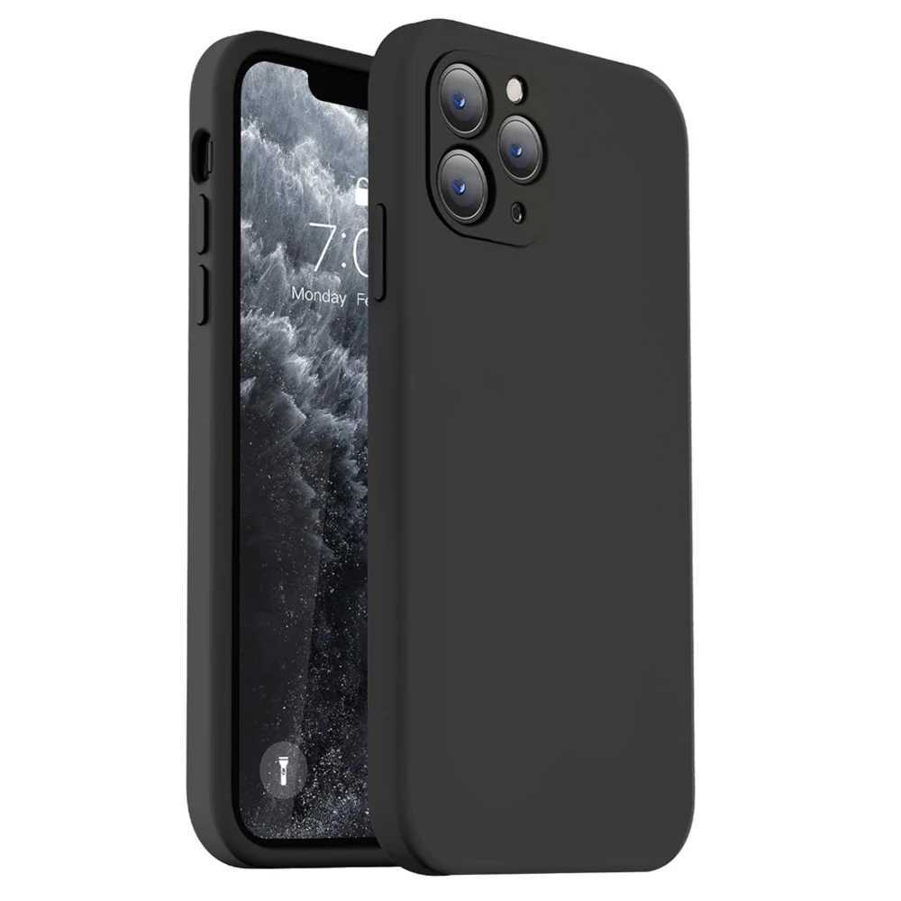 Black Shockproof Silicone TPU Phone Case For Iphone 11 12 13 14 15 Pro Max Mini X Xs XR 6 6S 7 8 Plus Protective Lens Cover CaseM240816