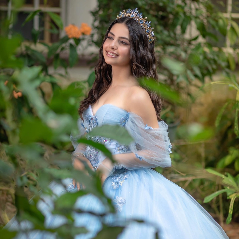 Charming Quinceanera Dresses Ball Gown Off The Shoulder Classic 3D wer Applique Crystal Sweet 16 Dress Vestidos De 15 Anos