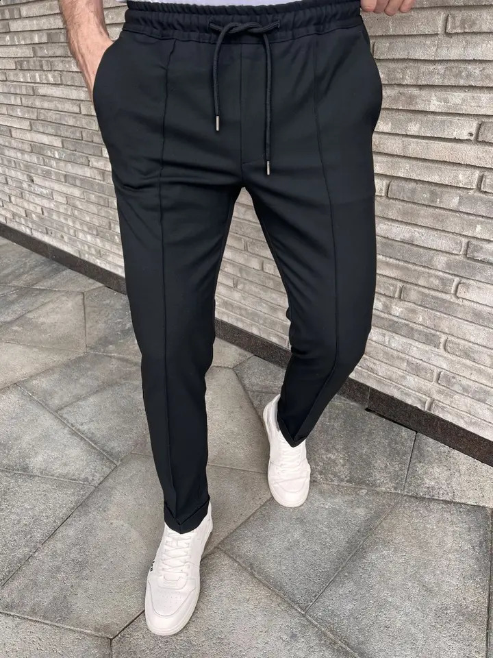 Mens Sweat Pants Fashion Cream Details Street Style Elastic Waist Head Jogger Daily Casual Pants Light Business 240816