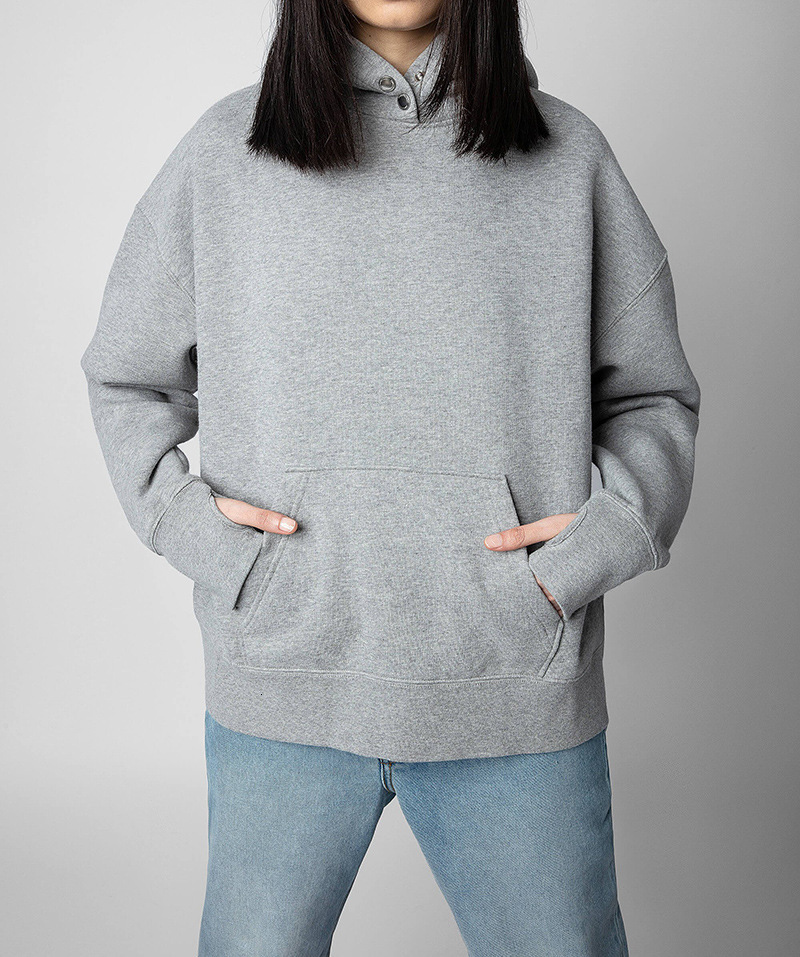 23 Early Autumn New French niche ZV guitar white ink digital printing hot diamond fleece women's hooded sweater dongdumaoyi