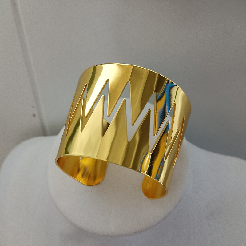 New Bracelet Metal Bracelet Exaggerated Mirror Wide Bracelet Punk Style Bracelet Smooth Plain Circle European and American Trendy Bracelet