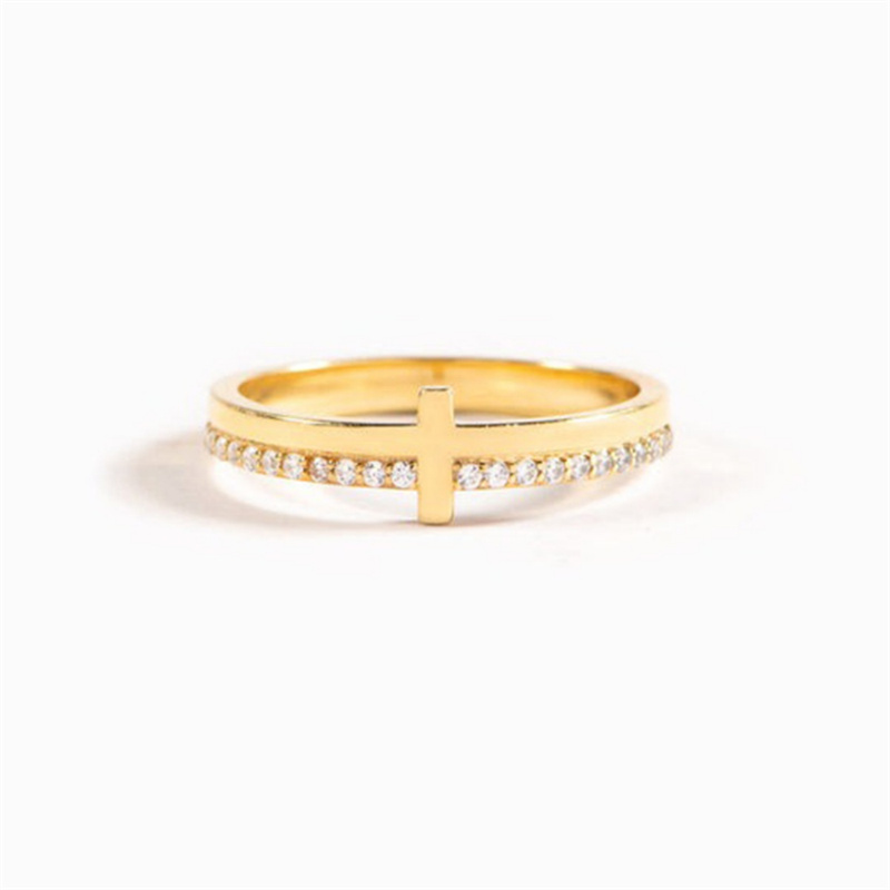Designer ring Prayer Gold Cross Ring Creative Copper Set Zirconium Ring Engagement Wedding Ring Couple Rings