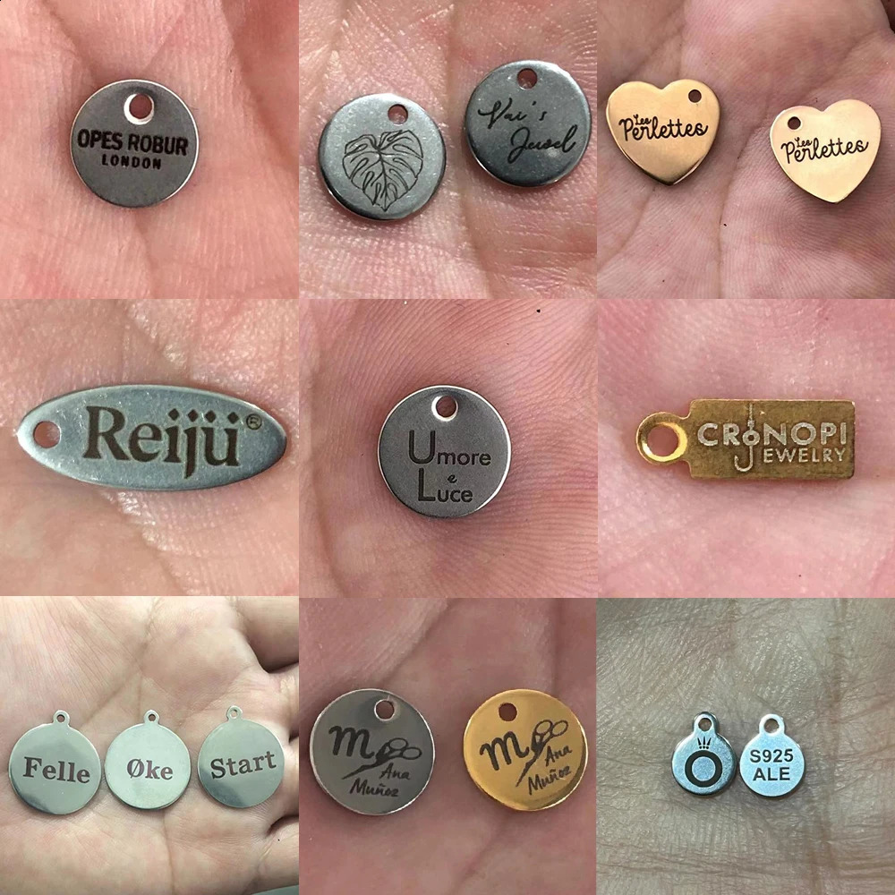 100pcs Customized Laser Engrave Name Stainless Steel Personalized Tags Custom For DIY Necklace Pendant Charms 250222