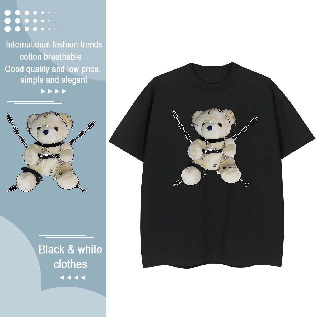 Fashion Casual Woman T Shirts Breathable Crew Neck 230g 100% Cotton Womens Tshirts Graphic bear Outdoor 5A Tops Shirt