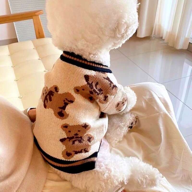 Luxury Dog Clothes Chihuahua Pet Striped Cardigan Sweater Bichon Frise Puppy Kitten Dog Warm Coat Cat Dog Accessories Pet Outfit 867