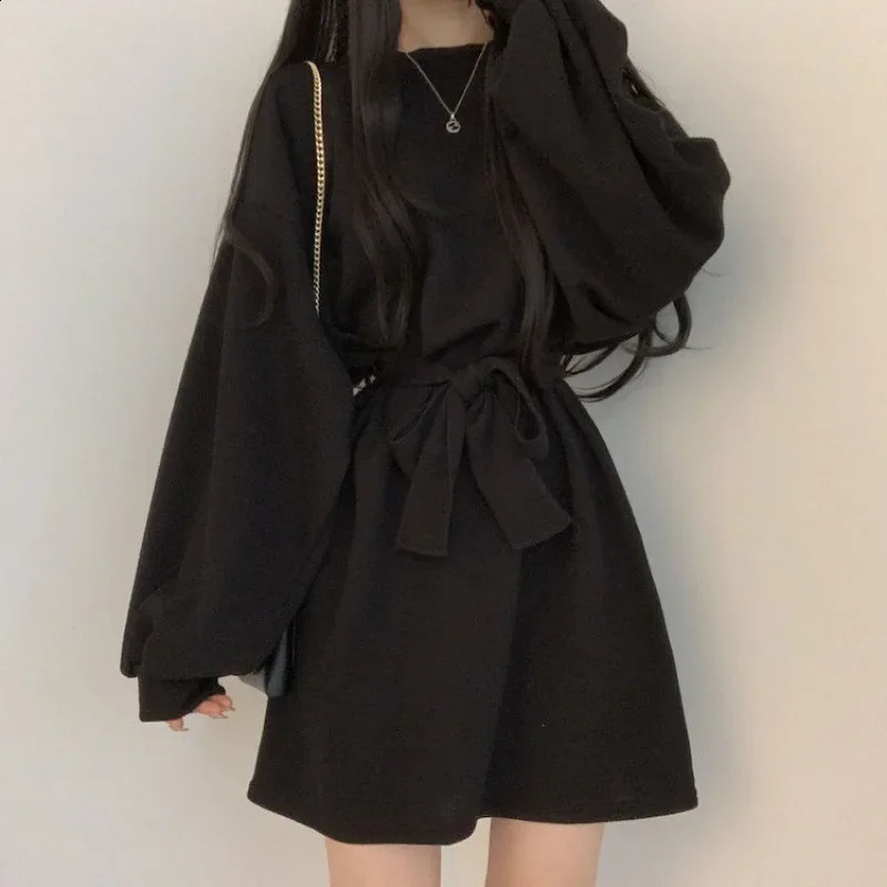 Autumn/winter Slimming Loose-fit Long Sleeve Dress Lantern Sleeve For Petite Women Trendy Korean Style 240816