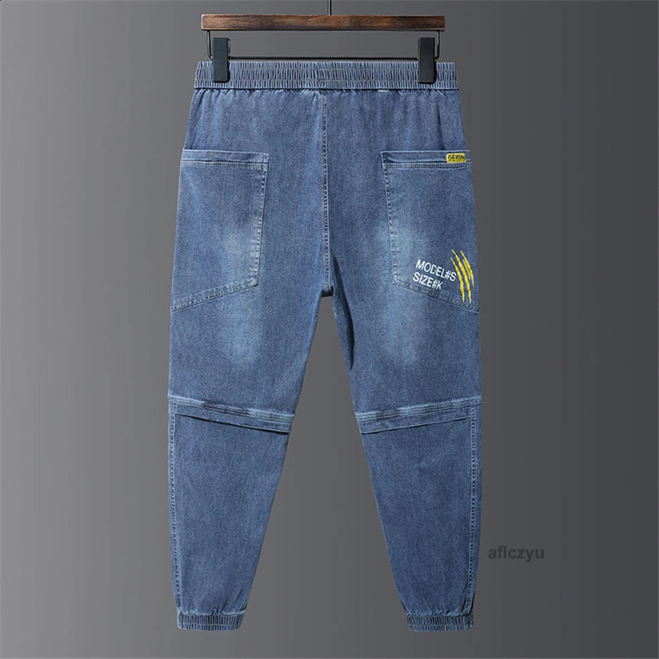 8XL Plus Size Jeans Men Baggy Denim Pants Fashion Causal Jogger Pants Solid Color Trousers Male Big Size Bottom 240816
