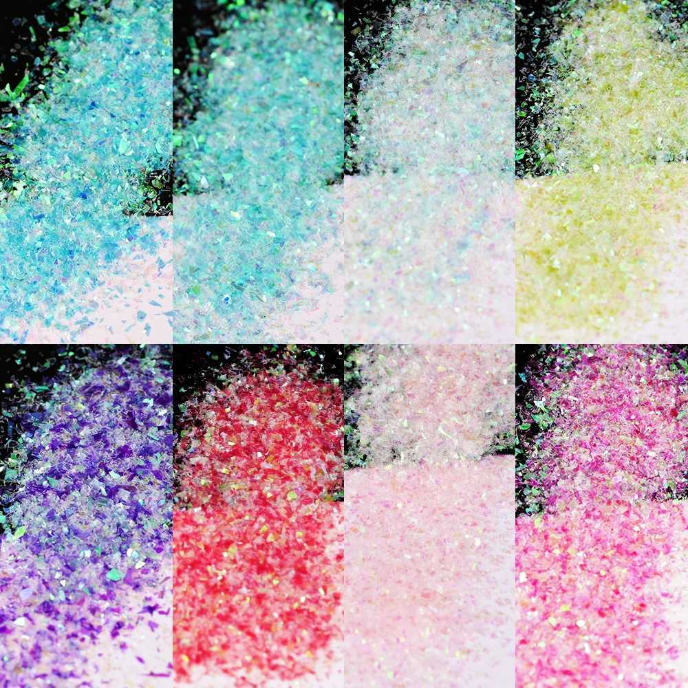 20ml/Box Shiny Mermaid Opal Powder Chunky Nail Glitter Iridescent Blue Pink Chameleon Pigment Yuki Flakes Manicure Paillettes #*XJ240815