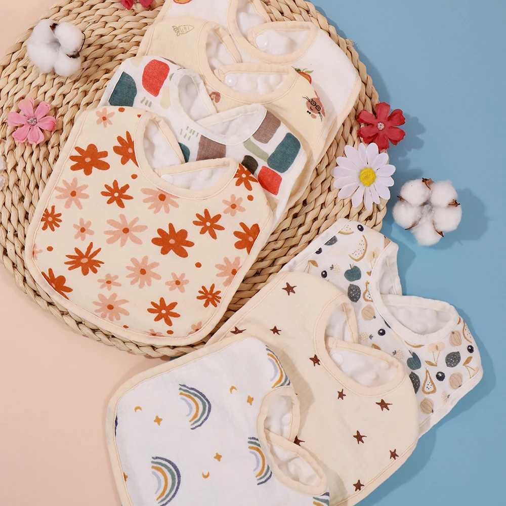Random 3pcs Waterproof Bib Baby Fabric Bib Childrens Rice Pocket Baby U-shaped Saliva Towel Baby Accessories Y240815