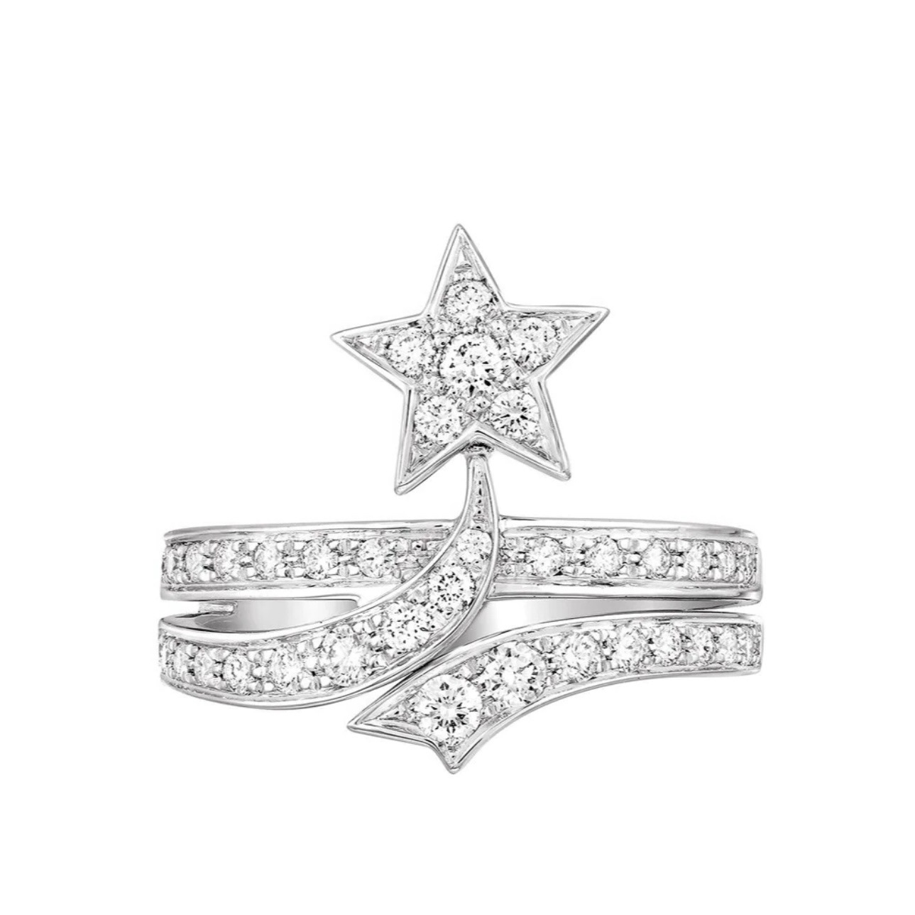 Love ring copper inlaid zirconium meteor comet ring double rows of diamonds activity stars light luxury wind hundred with sweet simple ring female