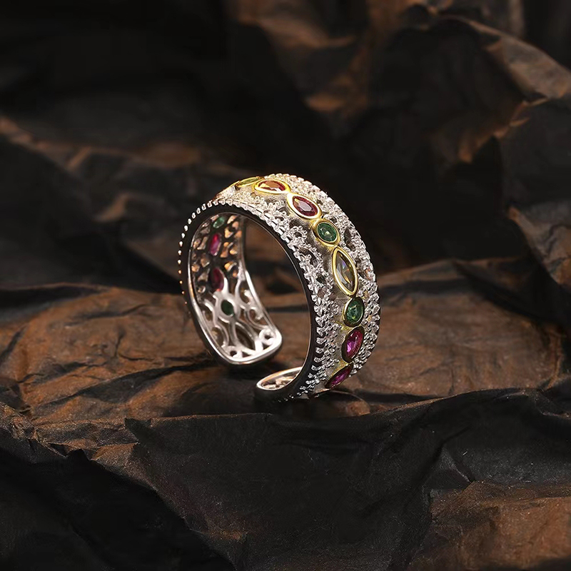 Designer ring vintage court style lace zirconium open ring niche design high sense of simplicity ring engagement wedding ring