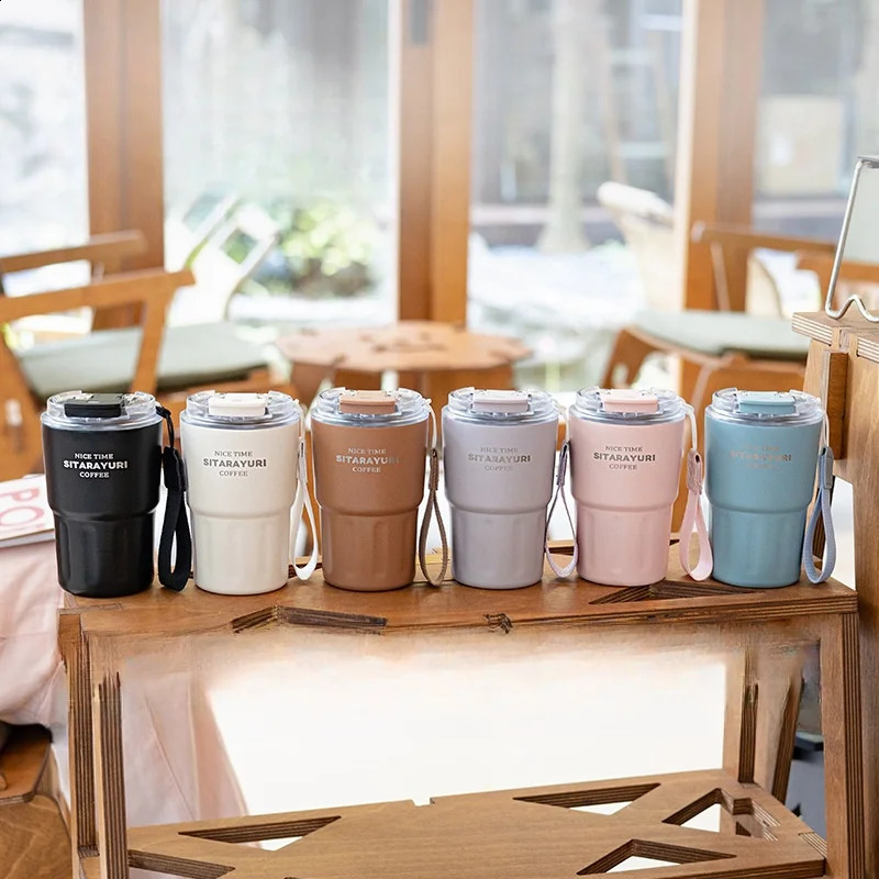 360ml/600ml Coffee Cup with Straw Double Drink Tumbler Insulated Mugs Stainless Steel Thermal Carafe Sublimation Water Bottle 240816